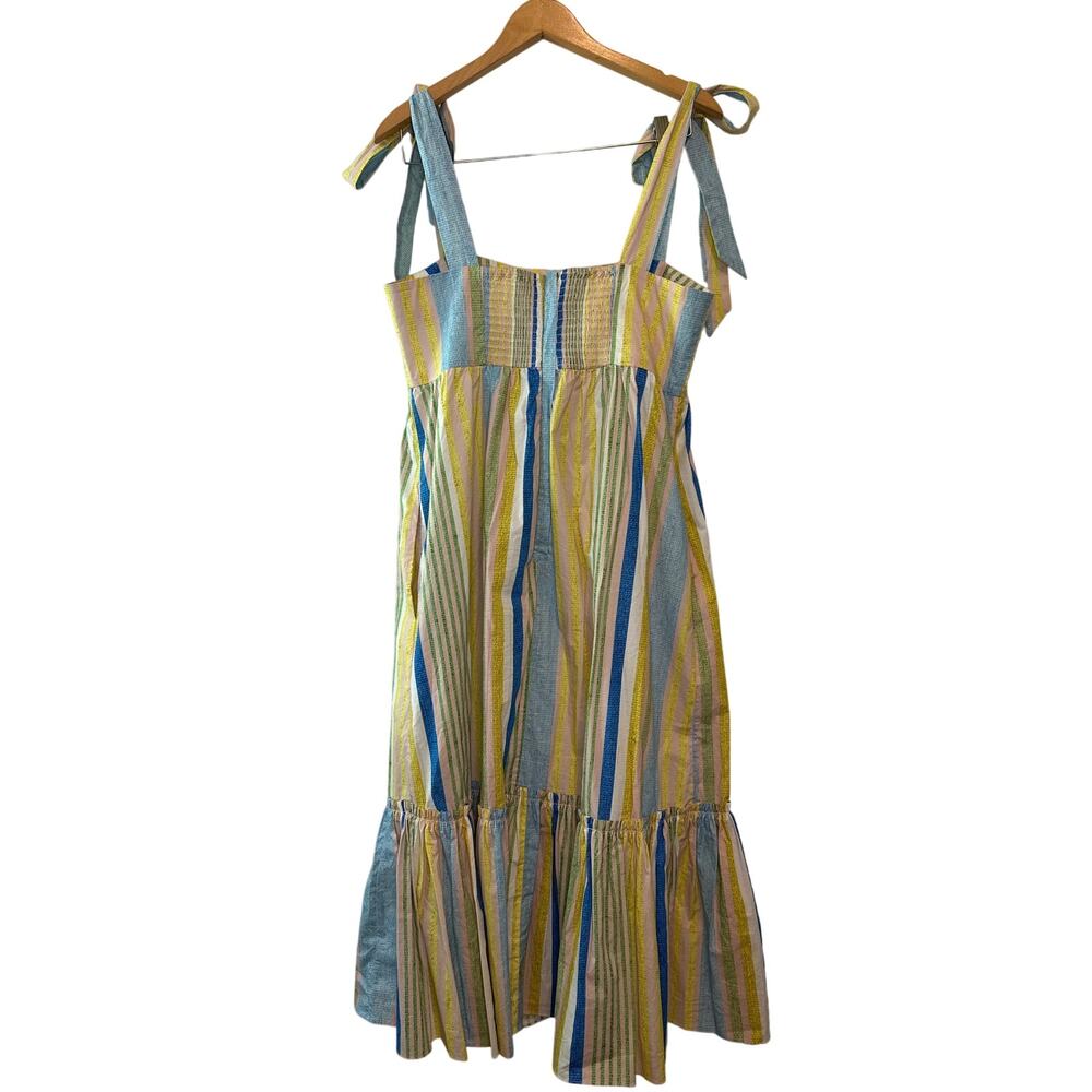 Cara Cara Campbell Multi Stripe Cotton Summer Midi Dress Size M - Picture 4 of 13